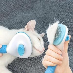 Grey cat Grooming Device, Hair Removal, Suspended Hair Cleaner, one Click Hair Removal Dog Comb Needle Comb (