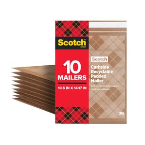 Scotch Curbside Recyclable Padded Mailers, 1 Pack, 10.5 x 14.75 in, Similar impact protection to traditional bubble mailers (CR-5-1)