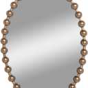 Oval Wall Mirror 28"x20" ,Oval Mirror with Golden Spherical Decorations adorning the Metal Frame, Decorative Golden Oval Mirror for Bathroom Bedroom Living Room Entryway, Vertical/ Horizontal Hanging