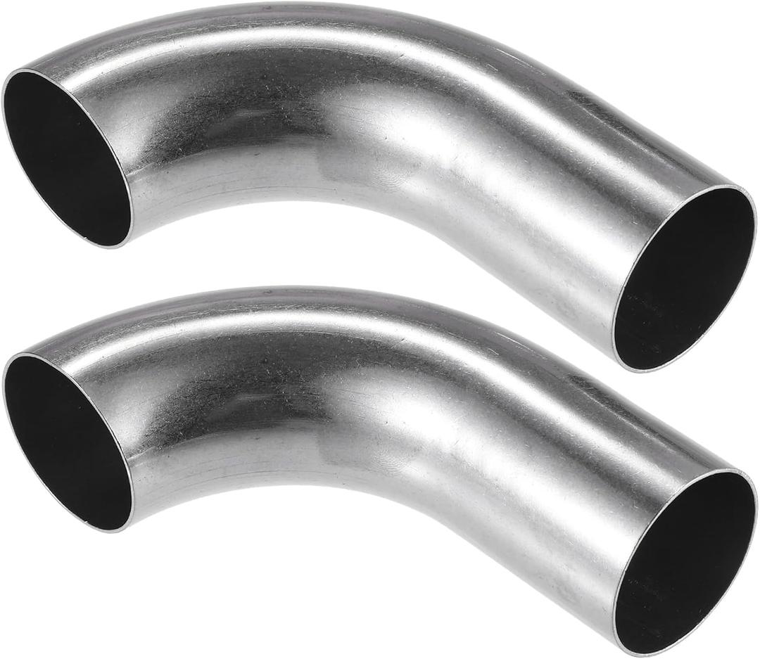 2 Pcs Bend Elbow Pipe Tube, 1.5" OD 4.72" 2.95" Leg 90 Degree DIY Exhaust Pipe Intercooler Air Intake Tube Universal for Car Truck Durable 304 Stainless Steel Silver Tone