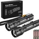 EverBrite 400 Lumens Aluminum LED Flashlight, Zoomable Flashlight with Lanyard&Clip, 4 Modes, IPX4 Waterproof, for Camping Hiking, Emergency, EDC, Survival Use, Batteries Included(2-Pack)
