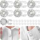 6 Sets Button Covers Rhinestone Covers with 20 Pcs 11 Mm/0.43 Sewing Buttons Crystal Clip on Jewelry Women Men for Sewing DIY Craft Decor Embellishment(Silver,Classic)