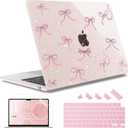 May Chen for MacBook Air 13.6 inch Case A3240 M4 A3113 M3 A2681 M2 with Retina Dispaly, 2025 2024 2023 2022 Release, Plastic Hard Shell Case with Keyboard Cover, Sakura Pink Glitter Bow