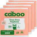 Caboo Tree Free Napkins, 4 Packs of 250, 1000 Total Napkins, Sustainable & Disposable Kitchen Napkin