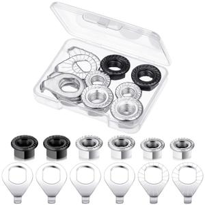 12 Pcs Bike Axle Nut and Safety Washer Kit - 3 Sizes Bicycle Hub Flanged Hardware Nuts Steel Flange Nuts Retaining Bicycle Hub Parts for Front and Rear Wheels