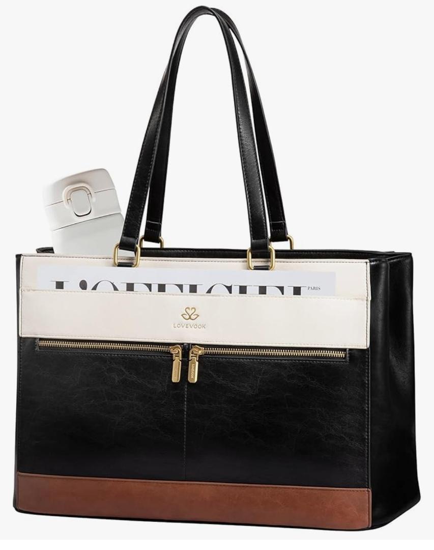 LOVEVOOK Laptop Bag for Women,15.6 Inch Vintage Work Tote Bags for Women,Leather Teacher Bag,Large Handbag Computer Briefcase