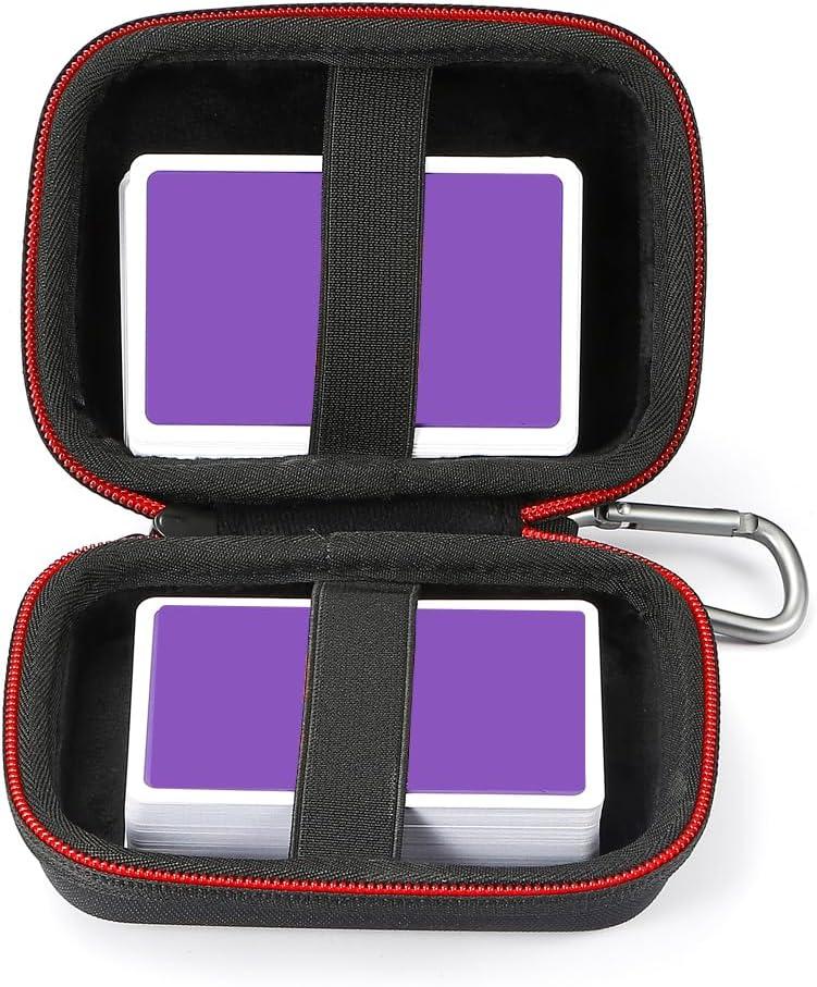 RAIACE Hard Travel Carrying Case for Card Games, Protective Storage Bag. (Not Including Cards) - Black (purple)