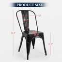 FDW | Metal Dining Chairs | Set of 4 | Black | Stackable Tolix Side Chairs with Backrest | Scratch-Resistant | Non-Slip Feet | Indoor/Outdoor Use | 330 lbs Capacity | for Kitchen & Restaurant, 18"
