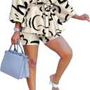 Womens Sexy 2 Piece Outfit Floral Print Jumpsuit Clubwear Summer Romper (Medium, 1 Khaki)