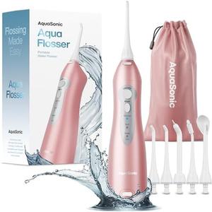 AquaSonic Water Flosser - Cordless Rechargeable Water Flossers for Teeth Cleaning - Waterproof Aqua Flosser, Portable Oral Irrigator for Dental Cleaning with 4 Jet Tips – Braces Home Travel
