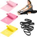 Trideer Stretching Strap & 3-Level Resistance Bands Set for Rehab, Flexibility Training, and Full-Body Strength, Physical Therapy Kit for Recovery, Mobility, Warm-Up, and Home Workouts (Pink)
