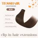 6PCS Clip in Hair Extensions Real Human Hair Short Clip in Extensions for Women Short Straight Hairpieces to Add Volume and Highlights 14 Inch Dark Brown