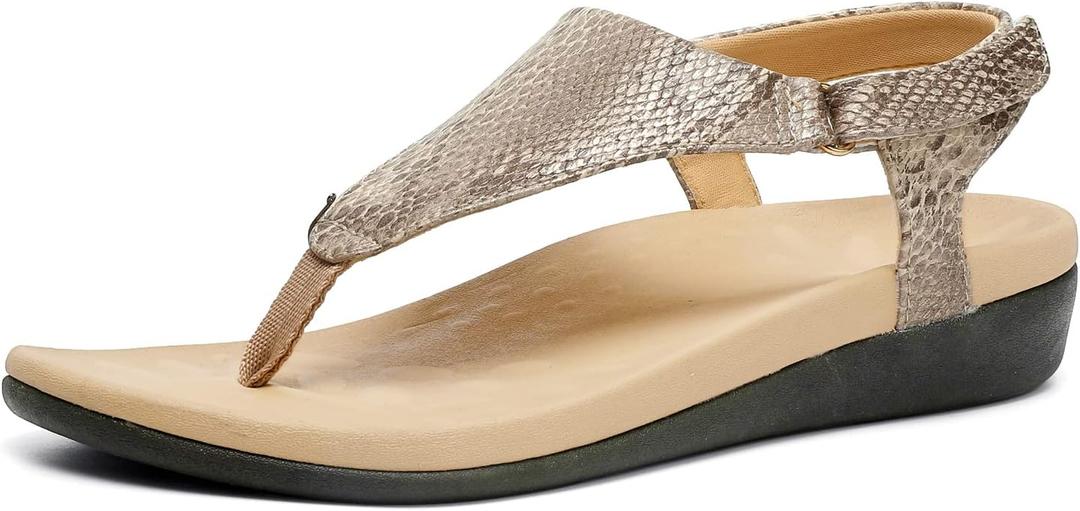 UTENAG Womens Arch Support Sandals Orthotic Adjustable Thong Flip Flops,  Snake, Size 11
