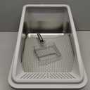 Stainless Steel Litter Box | XL Enclosed Cat Litter Boxes with Lid for Big Cats | High Sided, Anti-Urine Leakage | Non-Stick Bottom & Includes Litter Mat & Metal Scoop (Silver Gray)