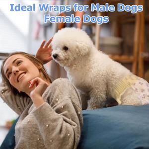 Ambreview Dog Diapers Female, Disposable Diapers for Female Dog with Stretchy Waist, Pull Up Puppy Wraps for Doggie in Heat Period Super Absorbent LeakProof Doggy Diaper for Dogs 30PCS (L)