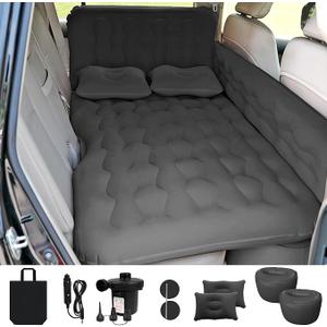 ISWEES Car Bed SUV Air Mattress, Car Air Mattress with Electric Air Pump, 2 Inflatable Pillows and 2 Footrests for Back Seat, Side Seat,Trunk Sleeping - Upgraded -Thickened Camping, Black