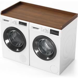 SpaceAid Washer Dryer Countertop, Laundry Wood Shelf Topper with Edge, 54" Width x 27.5" Depth Cover Guard Organizer for Washer and Dryer Laundry Hamper Counter Storage Organization (Brown Wood), Large