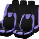 Car Seat Covers Full Set, Polyester Vehicle Front  Rear Bench Seat Protectors with 5 Headrest Covers, Automotive Interior Chair Protection Accessories, Universal Fit (Purple)