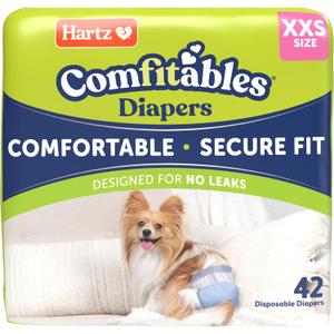 Hartz Comfitables Disposable Dog Diapers, Size XXS 42 count, Comfortable & Secure Fit, Easy to Put On, Super Absorbent Male and Female Diaper
