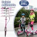 Scooters for Kids 8-12,Scooter for Teens Adults with 8-Inch Big Wheels Foldable Lightweight, 4 Adjustable Height Levels, 240 lbs Max Load Portable Scooter with Hand Brake (Pink)