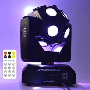Moving Head DJ Light Party RGBW LED Beam Lights DMX 512 Strobe Light with Sound Activated 360Rotation Stage Lighting Equipment for Events DJ KTV Disco Wedding Concert Festival