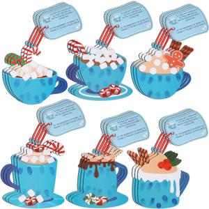 Zhanmai 18 Set Christmas Hot Cocoa Thumbprint Ornament Craft Kits for DIY Winter Xmas Holiday Crafts for Home Decor Activities