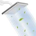 Hibbent Thickness Metal Rain Shower Head, 8 Inch High Pressure Rainfall Shower Head, Square Bathroom Waterfall Shower Heads, High Flow Fixed Showerheads with Adjustable Brass Ball Joint, Chrome