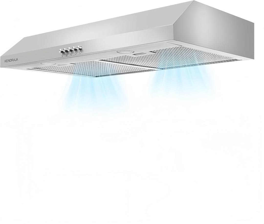 30 Inch Under Cabinet Vent Hood with Brighten Light | 550 CFM Large Flow| Ducted/Ductless Range Hood with Charcoal Filter| 3- Speed Touch Control | 6-Layers Grease Filters|