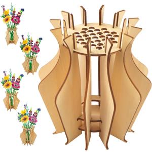 Vase for Lego Flowers - Wooden Puzzle Flower Vase for Lego Flower Bouquet Building Set - Display Stand for Lego Roses Cherry Blossom Sunflower Tulips Daffodils Lotus (Minimalist Design)