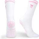 Women's Cute Pilates Socks - Non - Slip Ballet Style, Ideal for Yoga & Fitness (White)