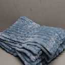 NEWCOSPLAY Super Soft Twin Blanket Blue Premium Silky Flannel Fleece 3D Ribbed Jacquard Lightweight Bed Blanket All Season Use (Blue Ribbed, Twin(60"x80"))