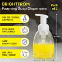 BRIGHTFROM Foaming Soap Dispenser Pump Bottles, BPA Free Empty Refillable Plastic Container for Liquid Soap - Kitchen, Bathroom, Commercial - 8oz (250ml) Pack of 2 Clear