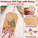 2 x Christmas Tags for Gifts, 15 Designs Kraft Paper Christmas Gift Tags with String Hanging Name Tag Labels for Christmas Gift Wrap, DIY Arts and Crafts, Christmas Party(2 x 3.5 Inch)