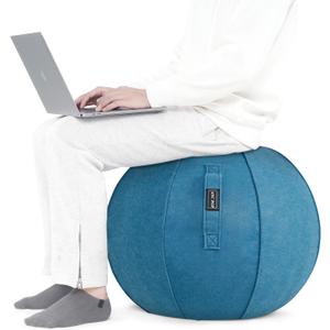 Yoga Ball Exercise Ball, Anti Slip Stability Ball Chair, 25 Heavy Duty Large Gym Ball for Fitness, Balance and Core Workout with Cover, Easy Clean (Ocean Blue)
