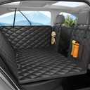 Dog Car Seat Cover for Back Seat, Hard Bottom Back Seat Extender for Dogs - Supports 400lbs, 2025 New Waterproof, Scratch Resistant, Anti Slip Portable Dog Hammock,Suitable for Cars, SUVs and Trucks (Black)
