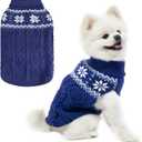 Warm Winter Dog Sweater - Cold Weather Pet Clothes for Small Medium Large Dogs Indoor Outdoor, Soft Classic Knit Puppy Apparel, Blue, XS
