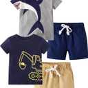 Toddler Boy Summer Clothes Outfits Kids Cotton Short Sleeve Shirt Shorts Set (3T)