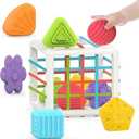 MINGKIDS Montessori Toys for 1 Year Old, 6 Pc Multi Sensory Shape, Toddler Developmental Learning Birthday Gifts, Baby Toys 12 Month