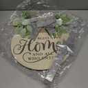 Rustic Round Wood Wreath for Front Door with Home Sign & Metal Hook, All Seasons Outdoor Wreath for Porch Wall Decor, Spring Summer Fall Holiday Decorations, Halloween Christmas Housewarming Gifts