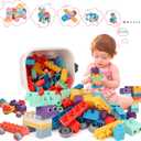 78 Pcs Top STEM Soft Building Block Sets for Kids Aged 18 months to 6 years.Mega Blocks for Baby.Large Construction Stacking Block Toys for Toddler to Improve ImaginationCreativityHands-on Ability (Pink Red Blue Purple Orange Green Yellow)