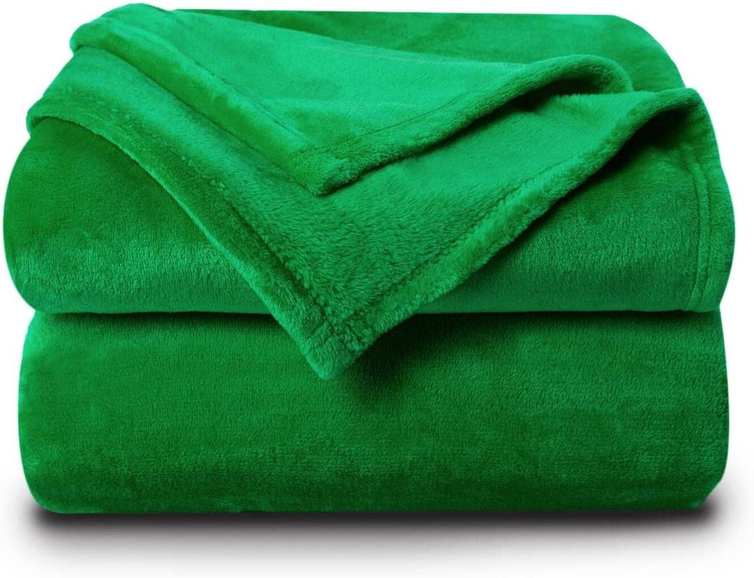 NANPIPER Fleece Blankets Super Soft Flannel Queen Size Blanket for Bed Luxury Cozy Microfiber Plush Fuzzy Blanket,Emerald Green