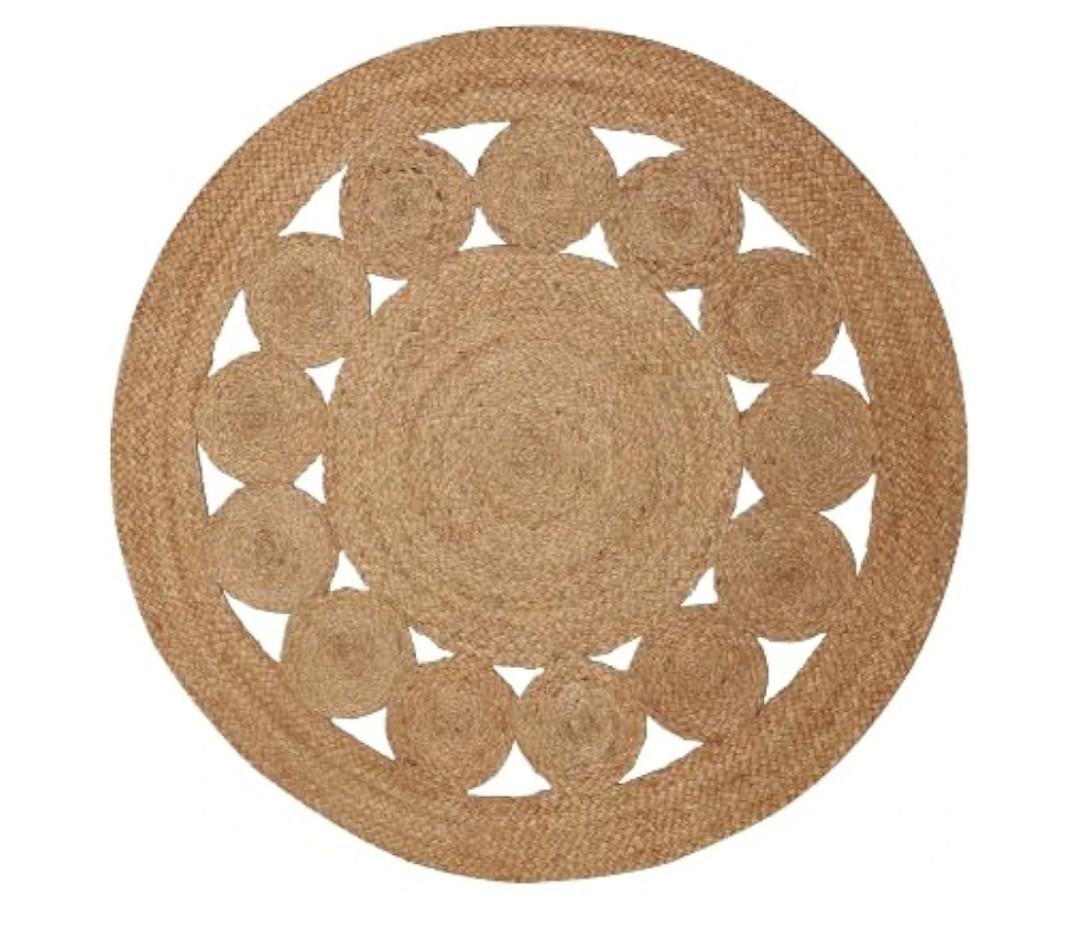 Tepo Round Jute Rug 3 ft, Braided Area Rug for Kitchen, Living Room and Bedroom, 100% Natural Rustic Hand Woven Tepo Round Jute Rug 3 ft, Braided Area Rug for Kitchen, Living Room and Bedroom, 100% Natural Rustic Hand Woven