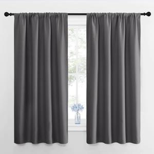 NICETOWN Blackout Curtains Panels for Bedroom - Thermal Insulated Rod Pocket Window Blackout Drapes/Draperies for Living Room (2 Panels, W42 x L63 inches, Grey)