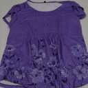 Zeagoo Womens Tops Petal Short Sleeve Summer Casual Crew Neck Shirts Floral Solid Blouse Pleated Tunics, M