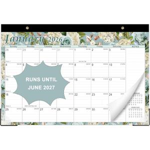 2 x Lbylyhxc 2026 Desk Calendar, 18-Month Calendar Runs from Jan. 2026 to Jun. 2027, Large 17" x 12" Desktop/Wall Monthly Calendar for Home, School or Office (Vintage Flowers Desk Calendar)