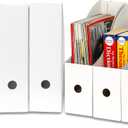Simple Houseware 6-Pack Magazine File Holder Box, Foldable Cardboard Organizer, White