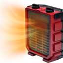 Comfort Zone 1,500W Portable Electric Space Heater with Fan, Adjustable Thermostat, 2 Heat Settings + Fan Mode, Foldable Carry Handle, Overheat & Tip-Over Protection, Indoor Use, Red