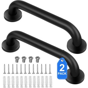 2 Pack Shower Grab Bar, Stainless Steel Bathroom Grab Bar, Shower Handle, Bath Handle, Grab Bars for Handicap Elderly Seniors Bathroom Safety Grab Bar (12 InchBlack)