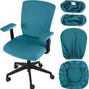 Tallew 4 Pcs Office Chair Covers Set Computer Universal Protective Stretchable Chair Seat Covers Desk Armrest Slipcovers Pads Office Cushion Backrest for Rotating (Lake Blue) 8 cm/ 14.96 inches