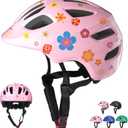 XJD Toddler Helmet Kids Bike Helmet for Infant/Baby Multi-Sport Adjustable Skateboard for Kids Boys Girls Lightweight for Age 1 and Older (Small: 20.47"- 22.05" / 52-56 cm, Pink Flowers)